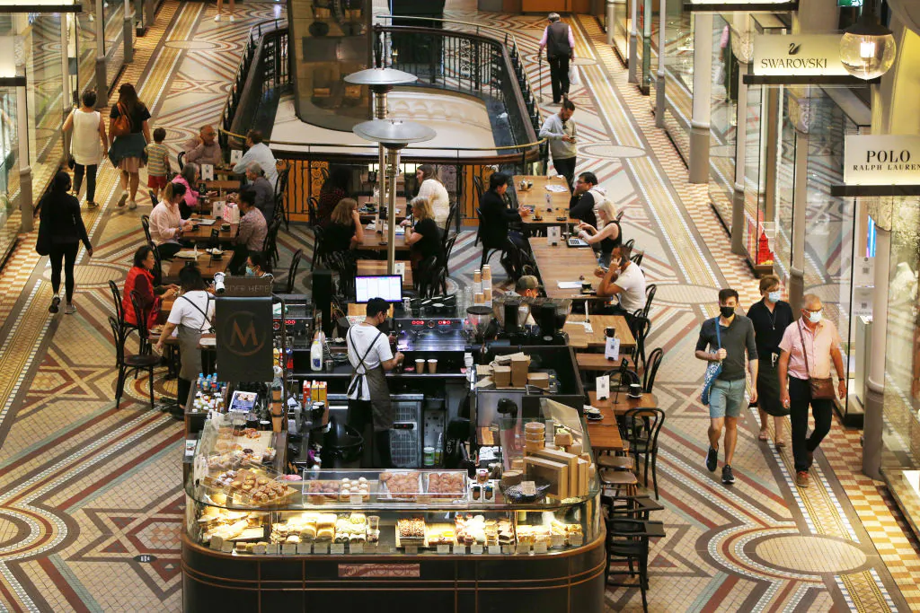 Shoppers move through the QVB shopping area in Sydney, Australia, on Nov. 8, 2021. (Lisa Maree Williams/Getty Images)