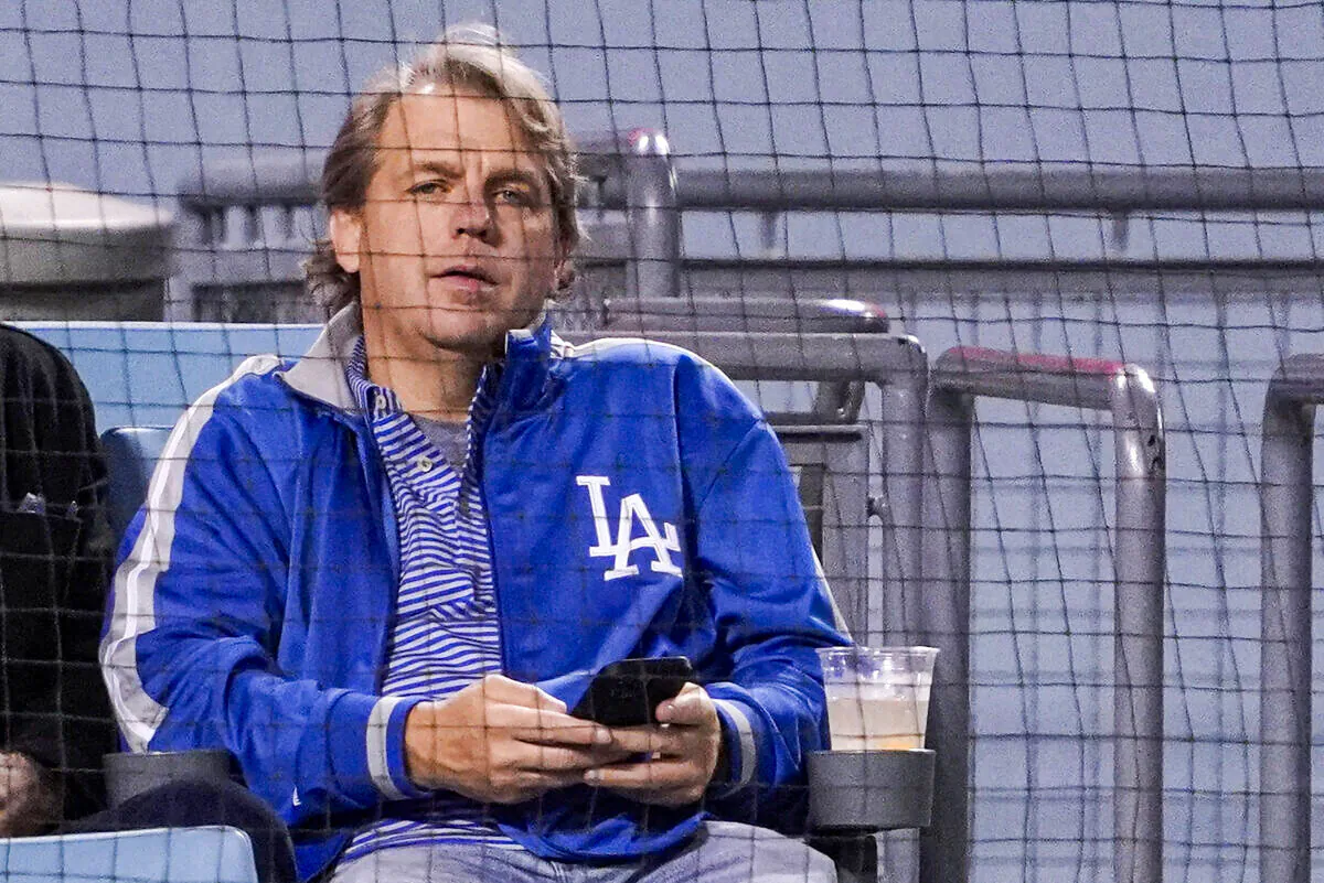 Los Angeles Dodgers co-owner Todd Boehly watches a baseball game against the Detroit Tigers in Los Angeles on April 30, 2022. (Mark J. Terrill/AP Photo)