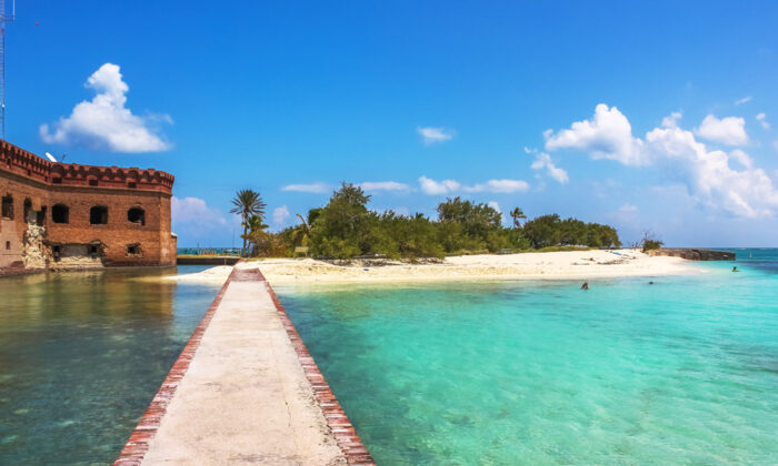 The waters of Gulf of Mexico surround Historic Fort Jefferson in the Dry Tortugas National Park. (Benny Marty/Shutterstock)