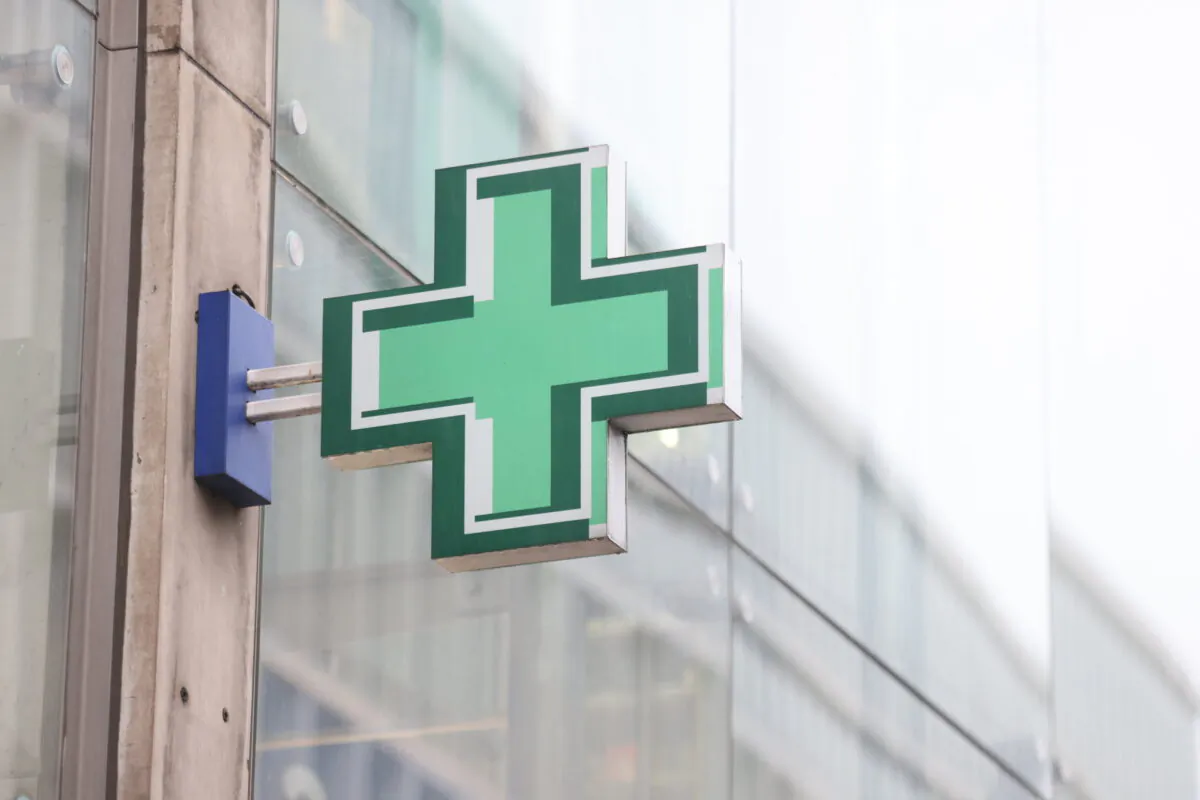 A pharmacy sign on a shop in London on Dec. 29, 2021. (James Manning/PA Media)