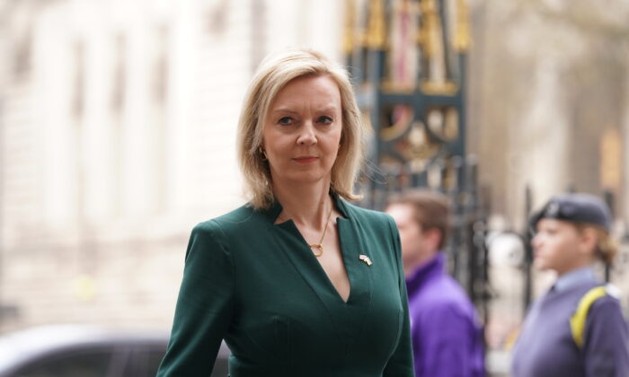 Undated file photo of the UK's Foreign Secretary Liz Truss. (Kirsty O’Connor/PA)