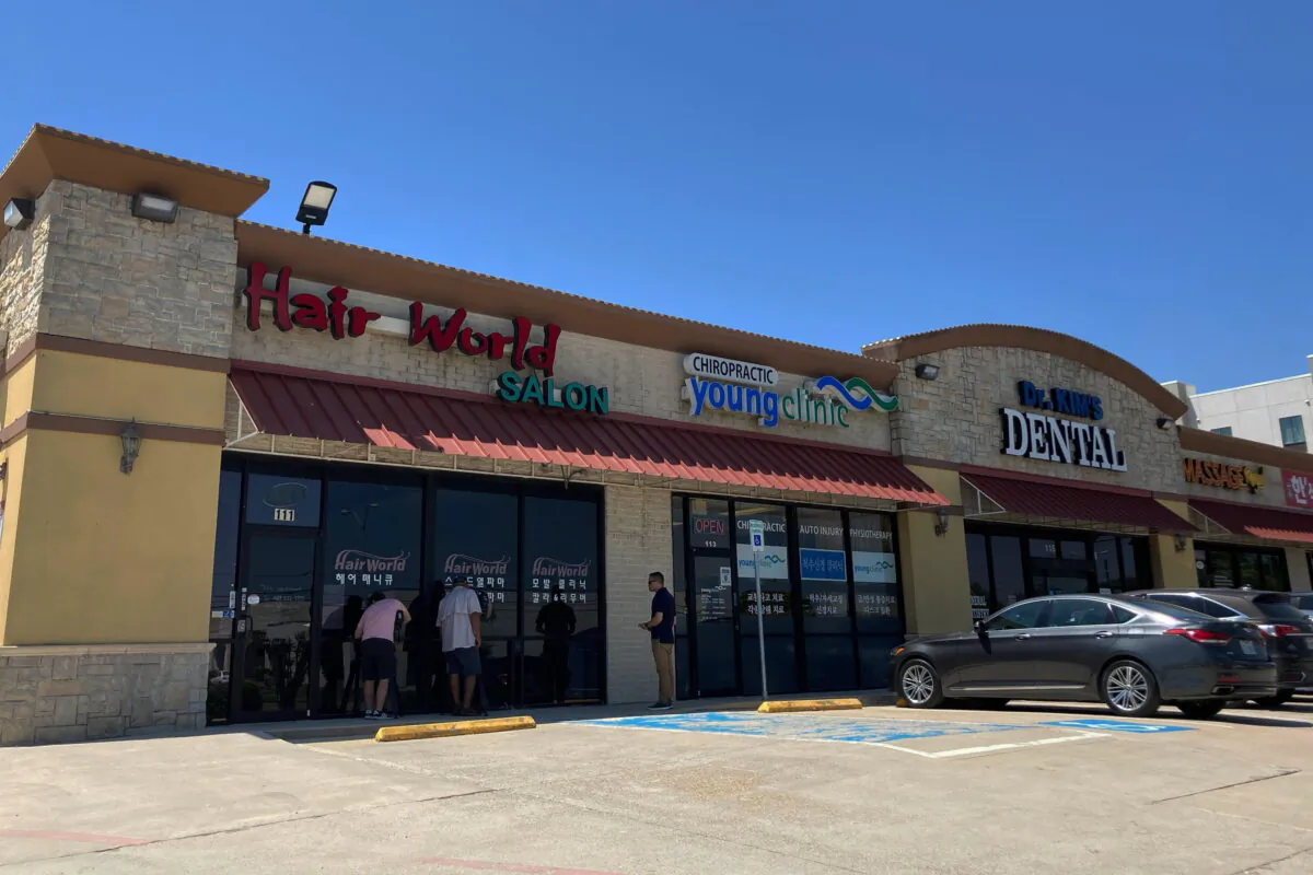 A photo of the exterior of Hair World Salon in Dallas, on May 12, 2022. (Jamie Stengle/AP Photo)