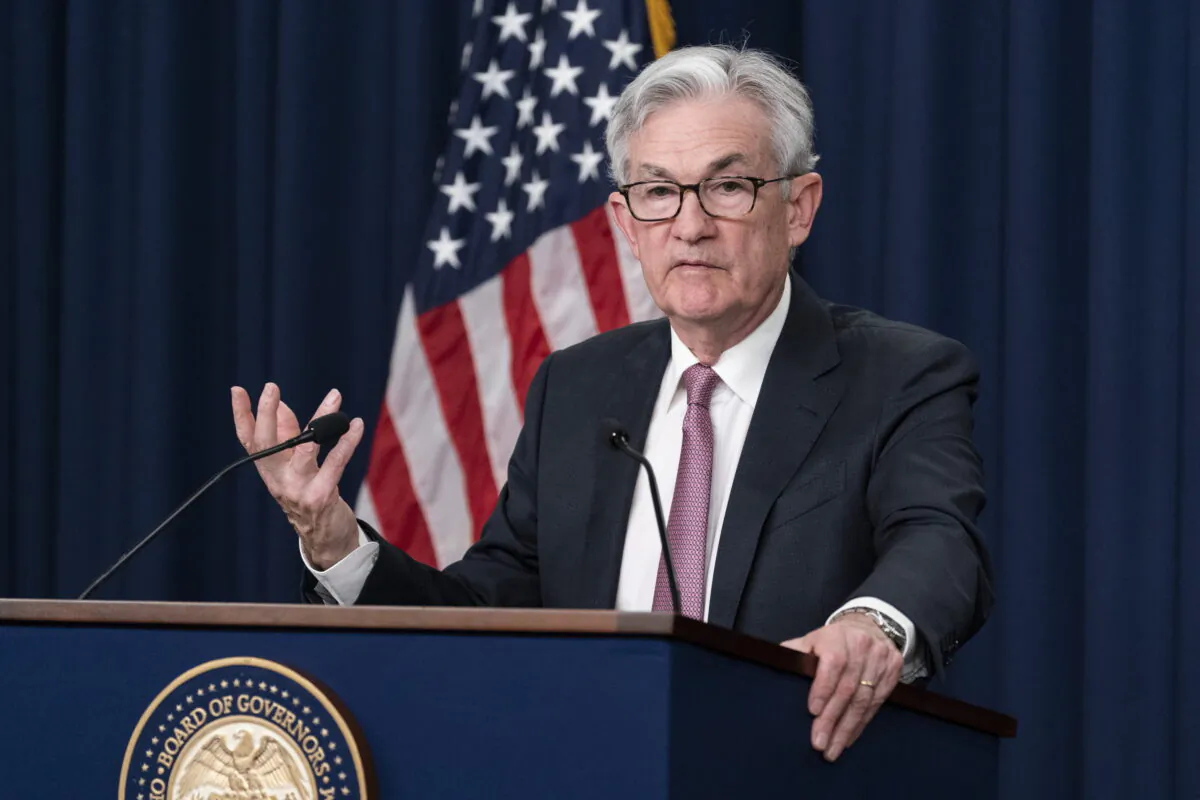 Federal Reserve Board Chair Jerome Powell speaks during a news conference at the Federal Reserve in Washington on May 4, 2022. (Alex Brandon/AP Photo)