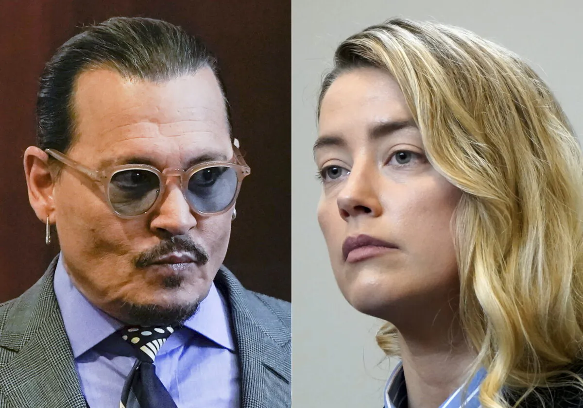 Actors Johnny Depp (L) and Amber Heard at the Fairfax County Circuit Court in Fairfax, Va., on May 4, 2022. (Elizabeth Frantz/Pool Photos via AP)