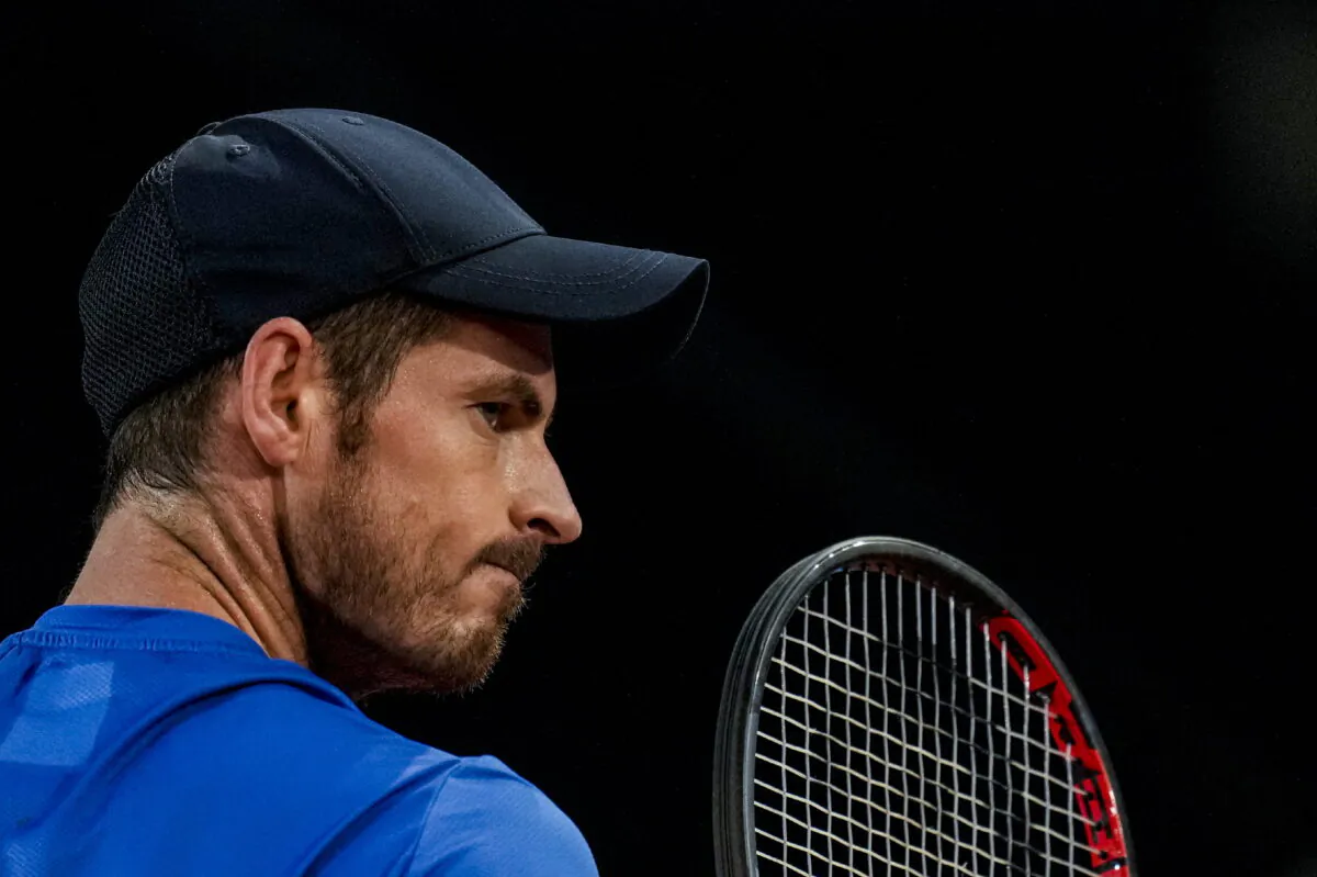 Andy Murray of Britain looks on against Dominic Thiem of Austria during their match at the Mutua Madrid Open tennis tournament in Madrid, on May 2, 2022. (Manu Fernandez/AP Photo)