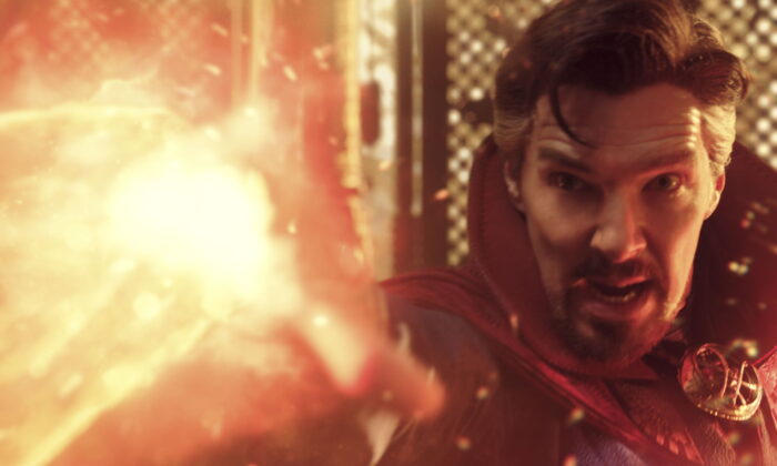 Benedict Cumberbatch as Dr. Stephen Strange in a scene from "Doctor Strange in the Multiverse of Madness." (Marvel Studios via AP)