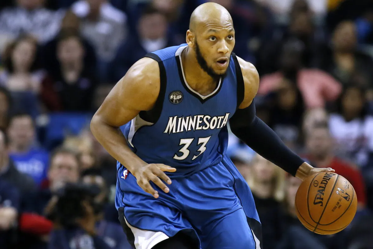 Minnesota Timberwolves forward Adreian Payne (33) drives with the ball during the second half of an NBA basketball game in New Orleans on Feb. 27, 2016. (Jonathan Bachman/AP Photo)