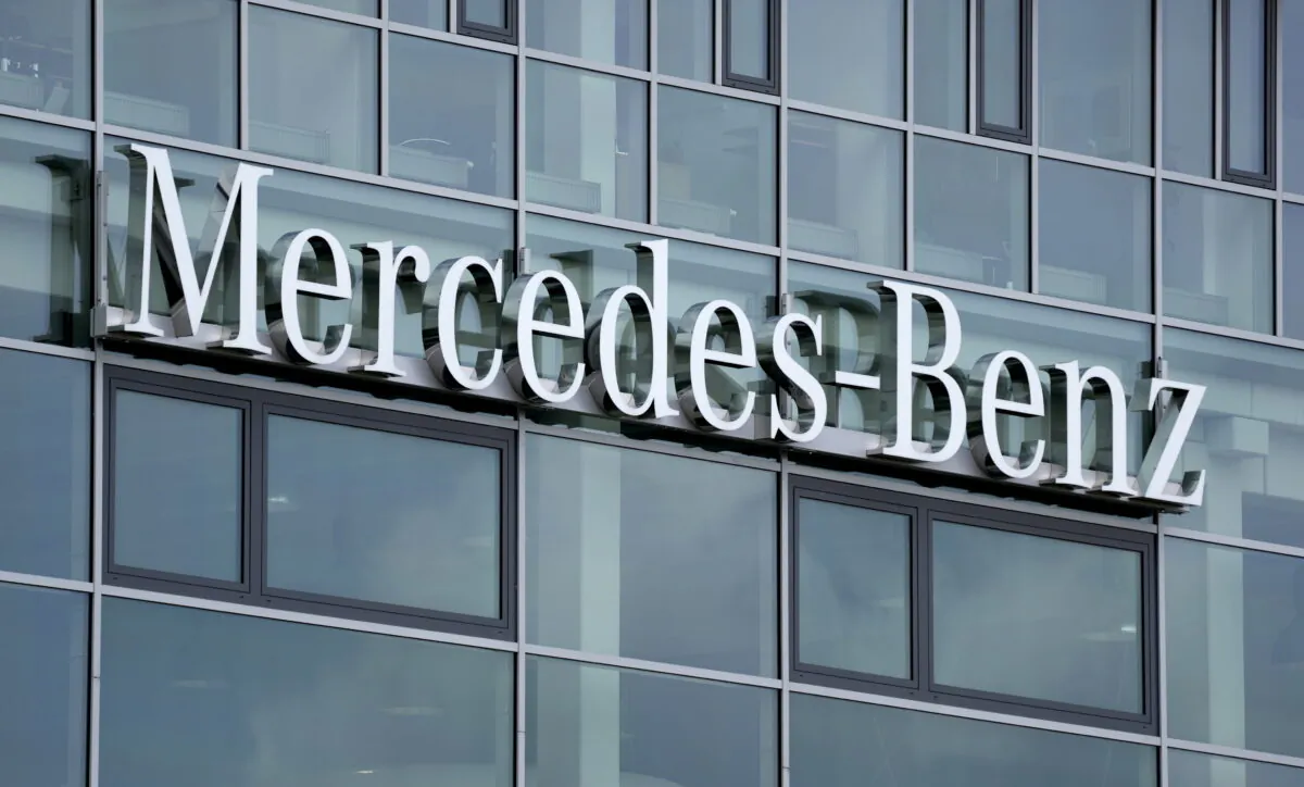 A logo of the German car manufacturer Mercedes Benz is pictured in Berlin on June 25, 2021. (Michael Sohn/AP Photo)