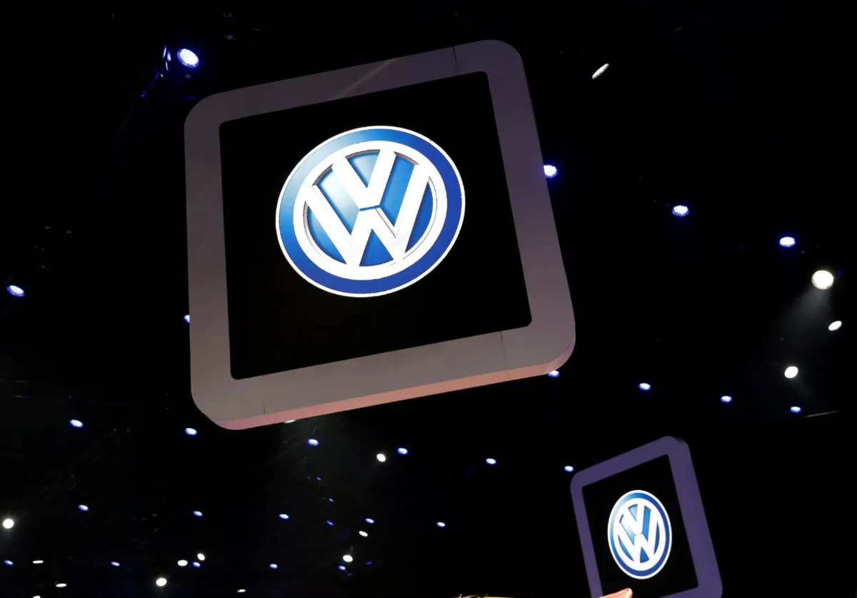 Volkswagen logos are pictured during the media day of the Salao do Automovel International Auto Show in Sao Paulo, Brazil on Nov. 6, 2018. (Paulo Whitaker/ Reuters)