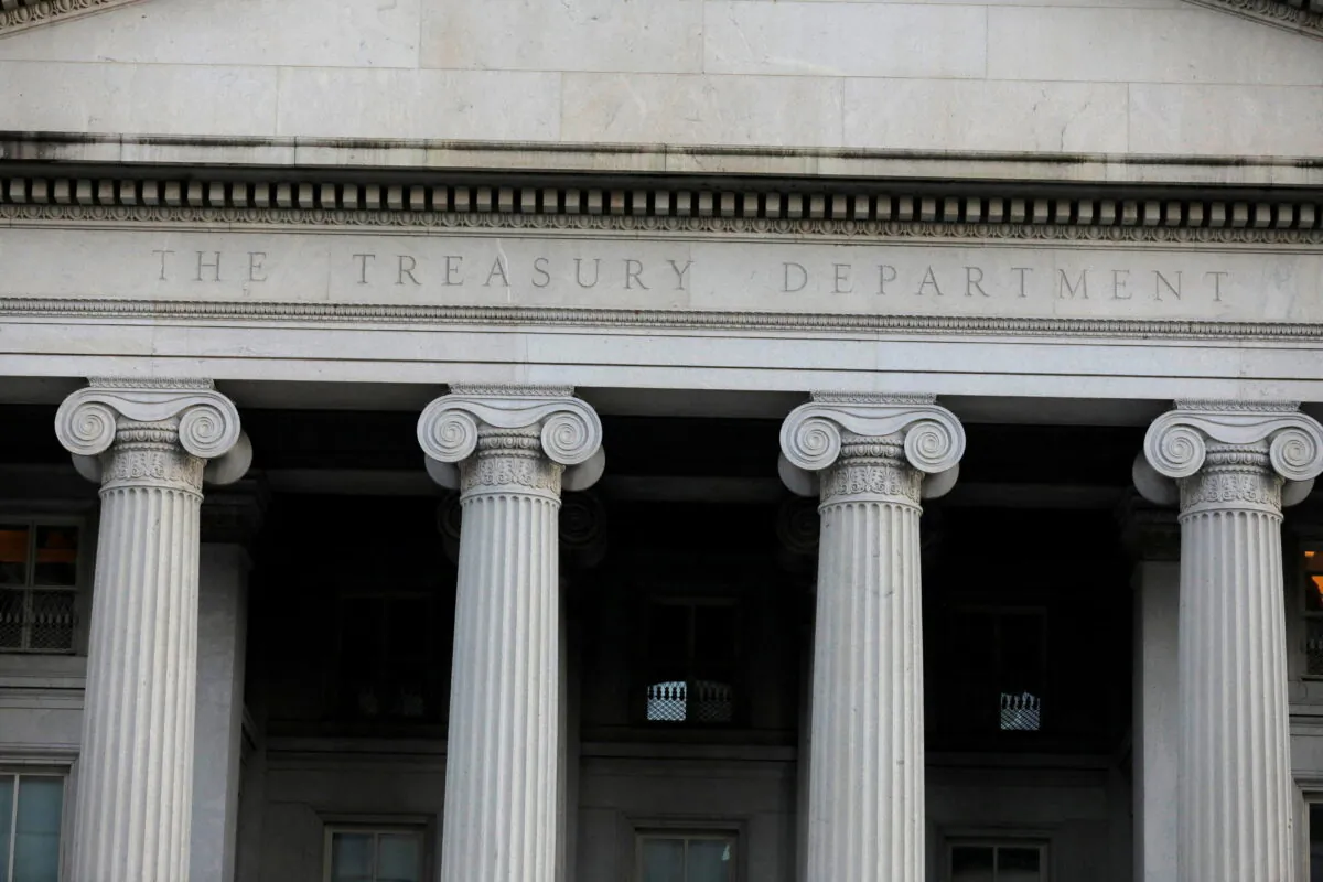 The Department of the Treasury in Washington on Aug. 30, 2020. (Andrew Kelly/Reuters)