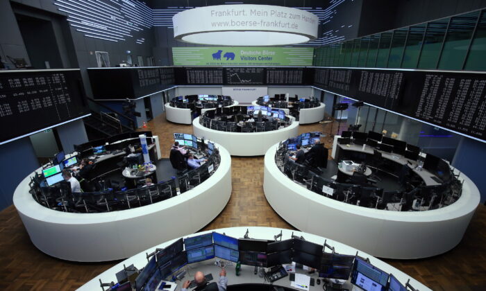 A general view shows the German share price index DAX board during afternoon trading as markets react on the coronavirus disease (COVID-19) at the stock exchange in Frankfurt, Germany, on March 25, 2020. (Ralph Orlowski/Reuters)