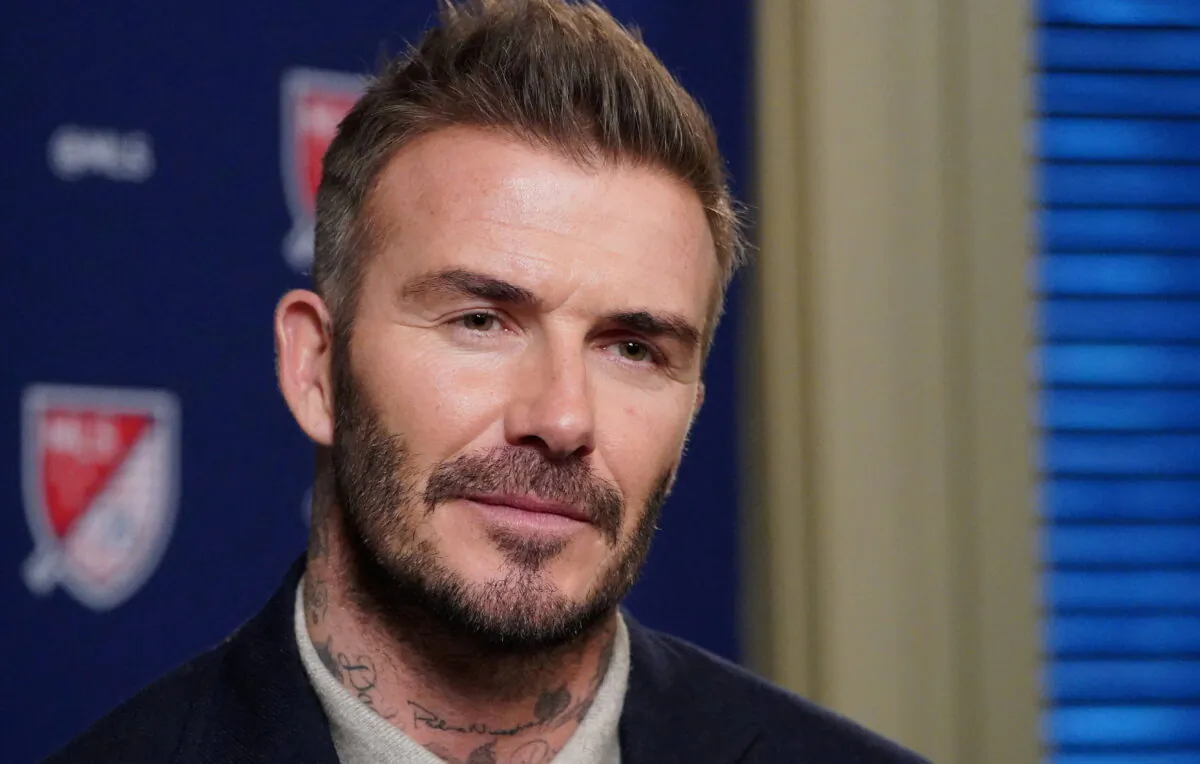 Former soccer player and MLS team owner David Beckham speaks during an interview in the Manhattan borough of New York on Feb. 26, 2020. (Carlo Allegri/Reuters)