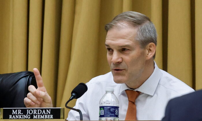 House Judiciary Committee ranking Republican member Jim Jordan (R-Ohio) speaks during a House Judiciary Committee oversight hearing featuring Homeland Security Secretary Alejandro Mayorkas, on Capitol Hill on April 28, 2022. (Jonathan Ernst/Reuters)