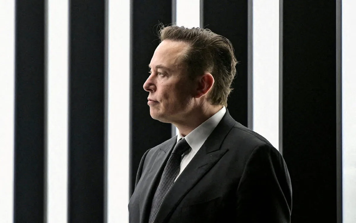 Elon Musk attends the opening ceremony of the new Tesla Gigafactory for electric cars in Gruenheide, Germany, on March 22, 2022. (Patrick Pleul/Pool via Reuters)