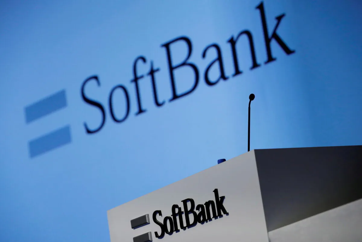 SoftBank Corp's logo at a press conference in Tokyo on Feb. 4, 2021. (Kim Kyung-Hoon/Reuters)