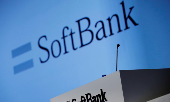 SoftBank Corp's logo at a press conference in Tokyo on Feb. 4, 2021. (Kim Kyung-Hoon/Reuters)