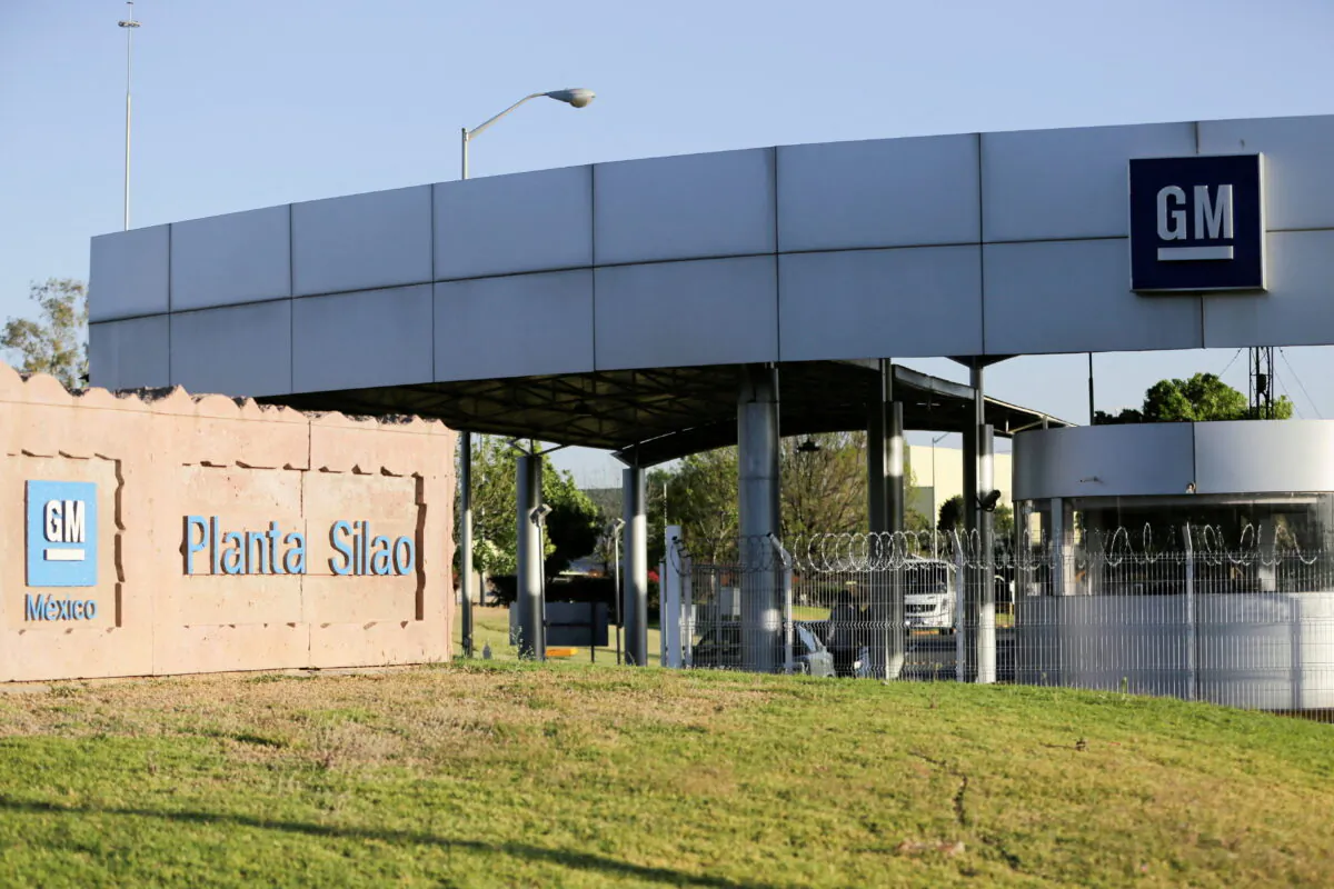 The main entrance of the General Motors' pickup truck plant in Silao, Mexico, on Feb. 1, 2022. (Sergio Maldonado/Reuters)