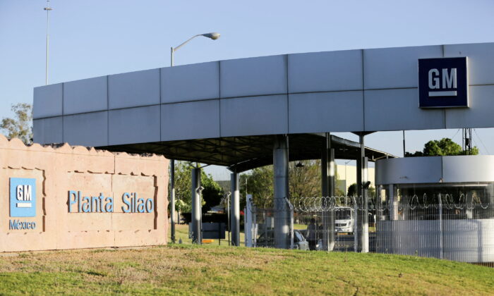 The main entrance of the General Motors' pickup truck plant in Silao, Mexico, on Feb. 1, 2022. (Sergio Maldonado/Reuters)