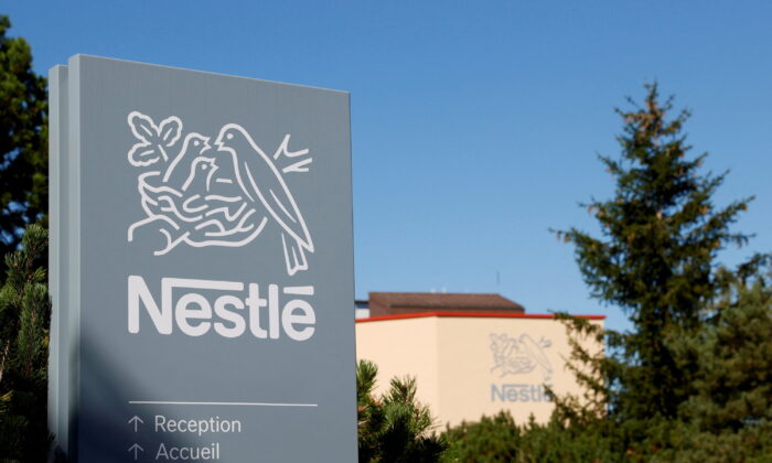 A logo is pictured on the Nestlé research center at Vers-chez-les-Blanc in Lausanne, Switzerland, on Aug. 20, 2020. (Denis Balibouse/Reuters)