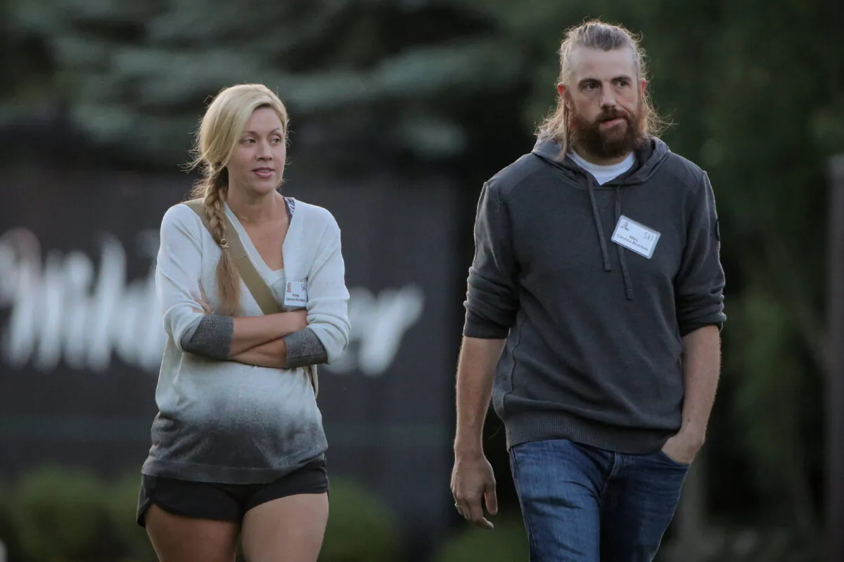 Annie Cannon-Brookes and Mike Cannon-Brookes, chief executive officer of Atlassian, attend the annual Allen and Co. Sun Valley media conference in Sun Valley, Idaho, on July 11, 2019. (Brendan McDermid/Reuters)