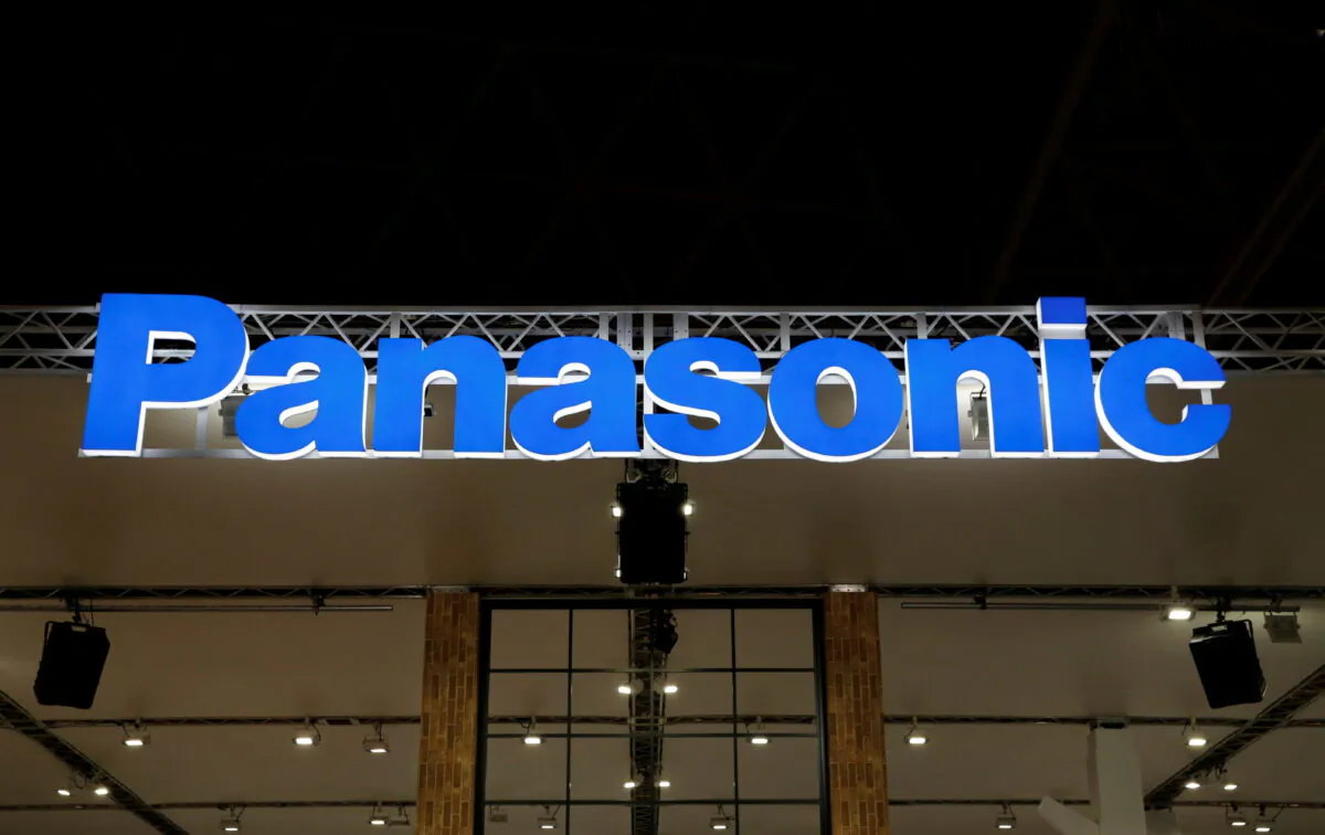 A logo of Panasonic Corp. at the CEATEC JAPAN 2017 (Combined Exhibition of Advanced Technologies) at the Makuhari Messe in Chiba, Japan, on Oct. 2, 2017. (Toru Hanai/Reuters)