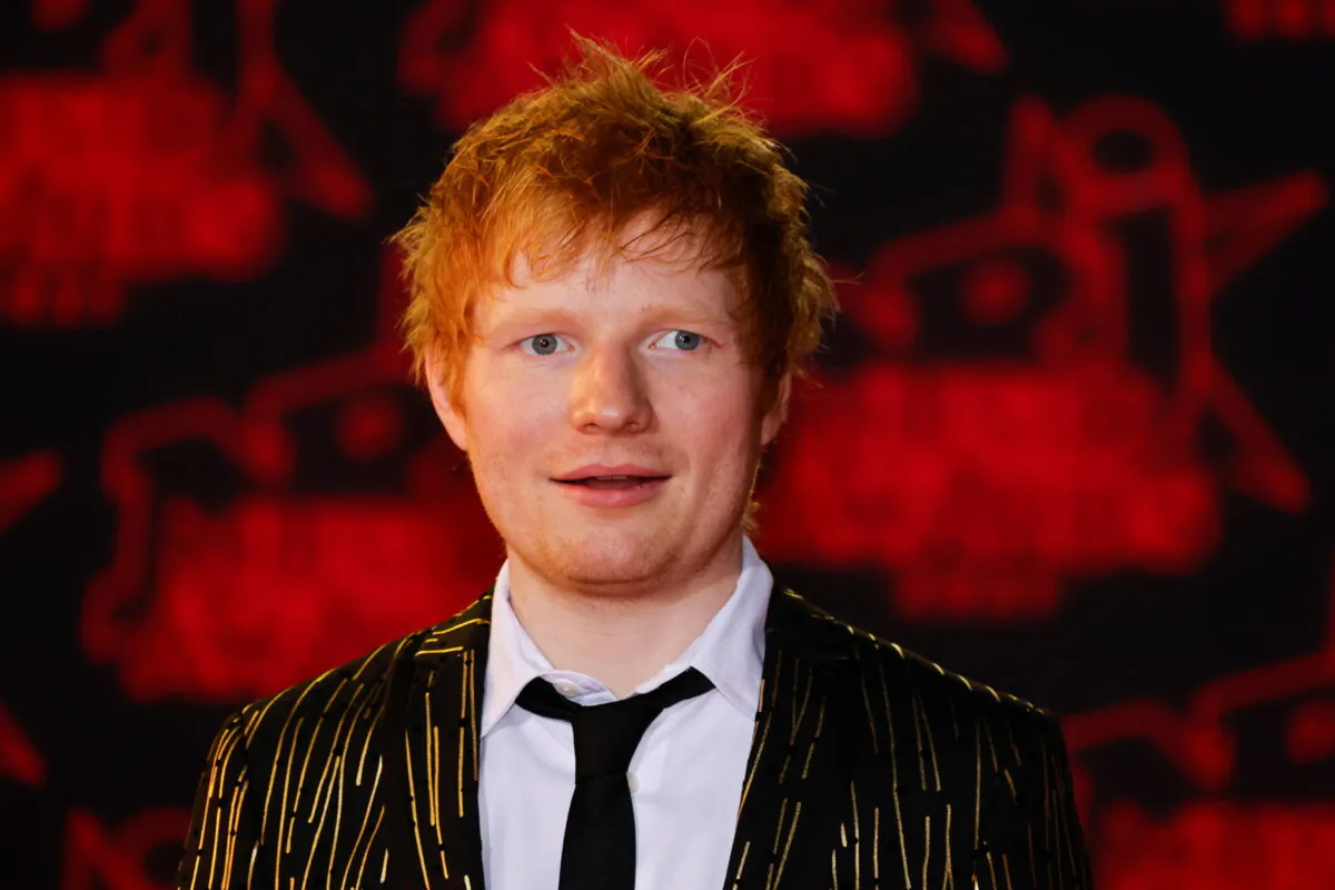 Singer Ed Sheeran poses as he arrives to attend the NRJ Music Awards ceremony at the Festival Palace in Cannes, France, on Nov. 20, 2021. (Eric Gaillard/Reuters)