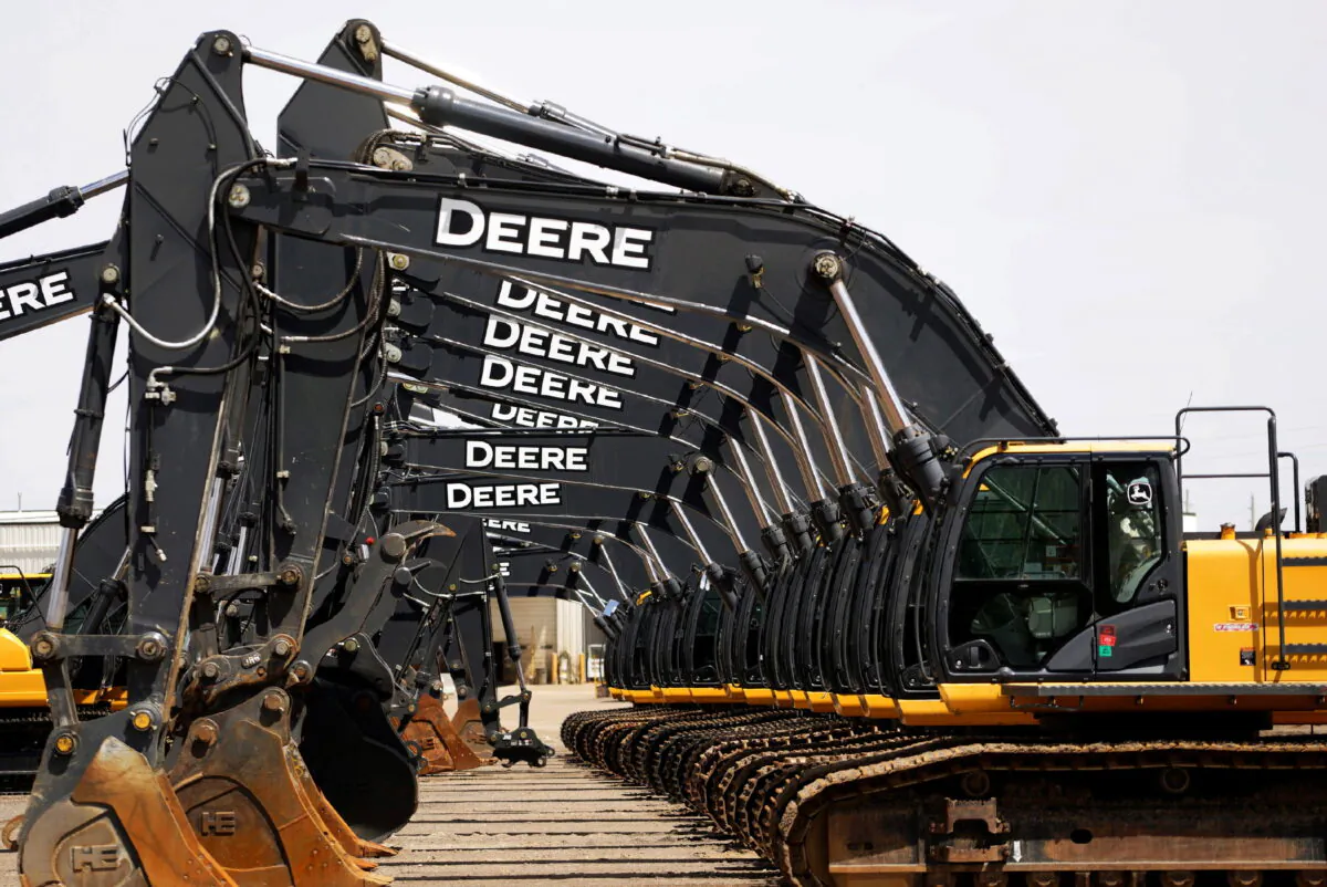 Equipment for sale is seen at a John Deere dealer in Denver, on May 14, 2015.  (Rick Wilking/Reuters)