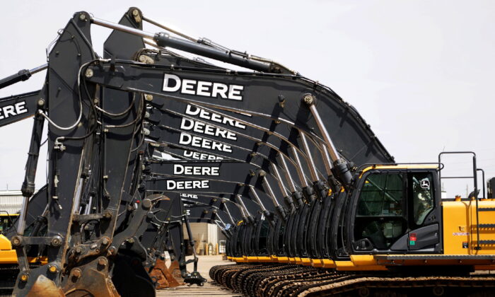 Equipment for sale is seen at a John Deere dealer in Denver, on May 14, 2015.  (Rick Wilking/Reuters)
