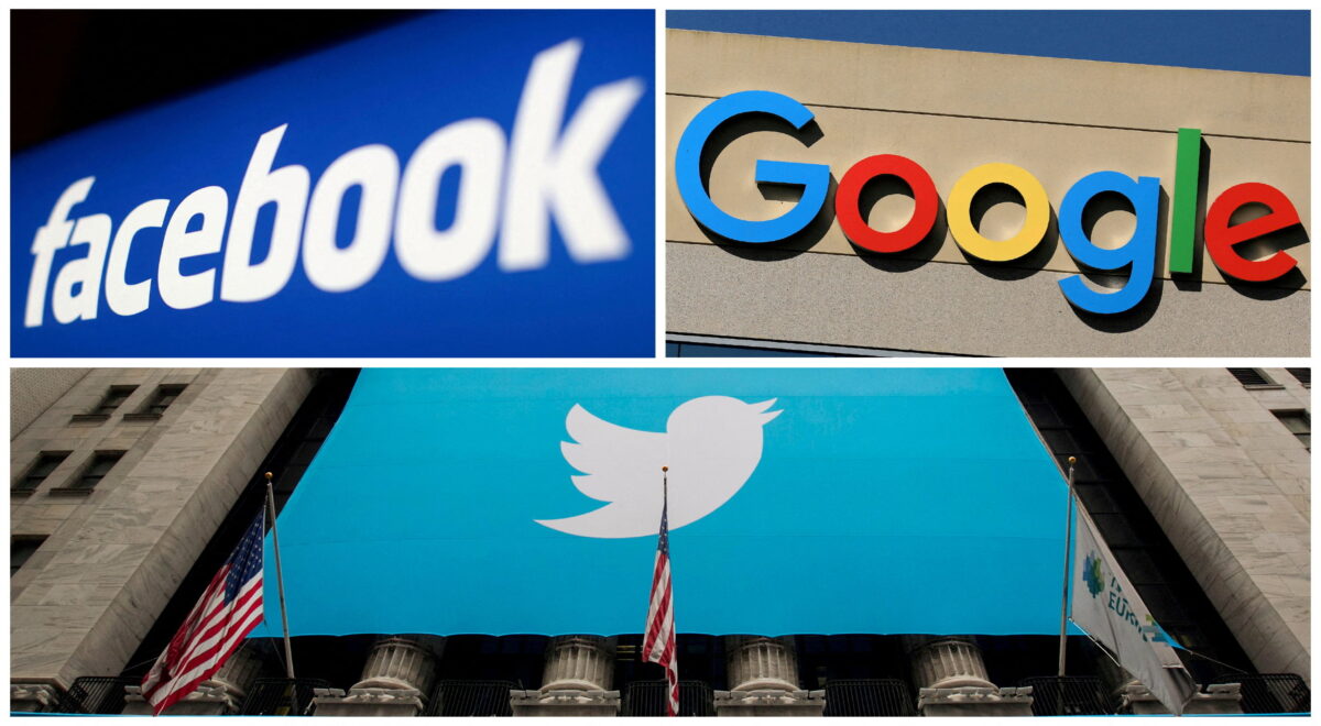 Facebook, Google, and Twitter logos
