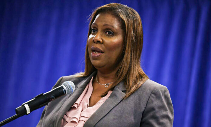 New York Attorney General Letitia James speaks during a press conference in Manhattan in New York City on May 21, 2021. (Michael M. Santiago/Getty Images)