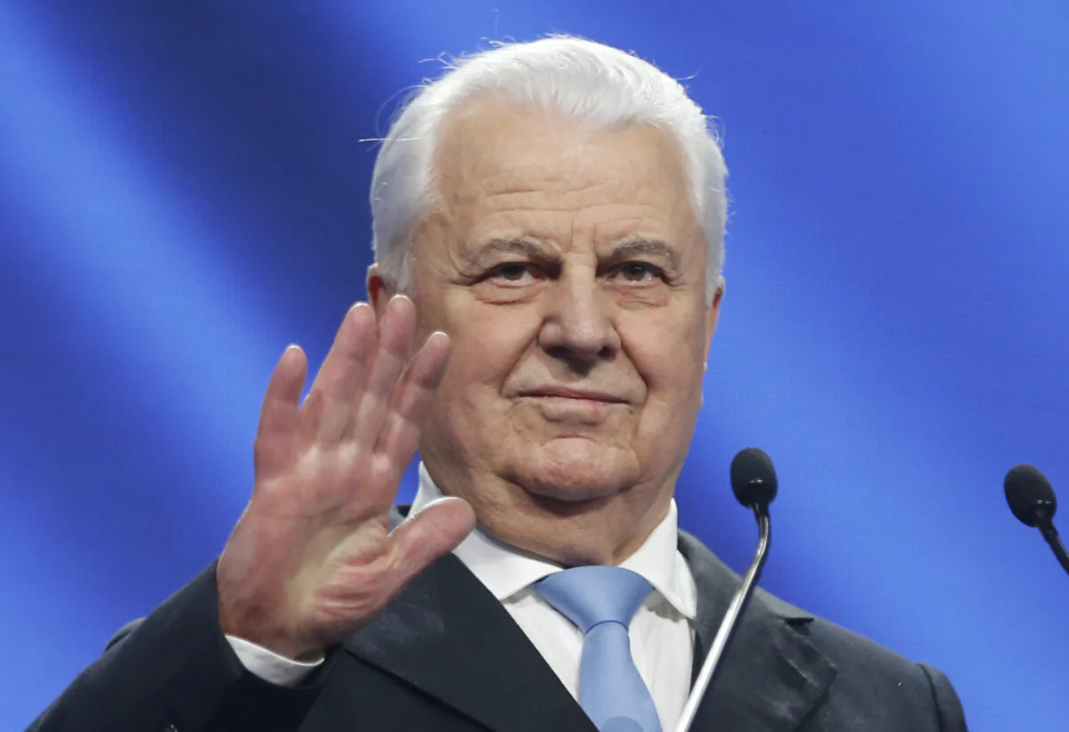 Former Ukrainian President Leonid Kravchuk addresses to supporters of former Ukrainian Prime Minister Yulia Tymoshenko during a campaign rally in Kyiv, Ukraine, on Jan. 22, 2019. (Efrem Lukatsky/AP Photo)