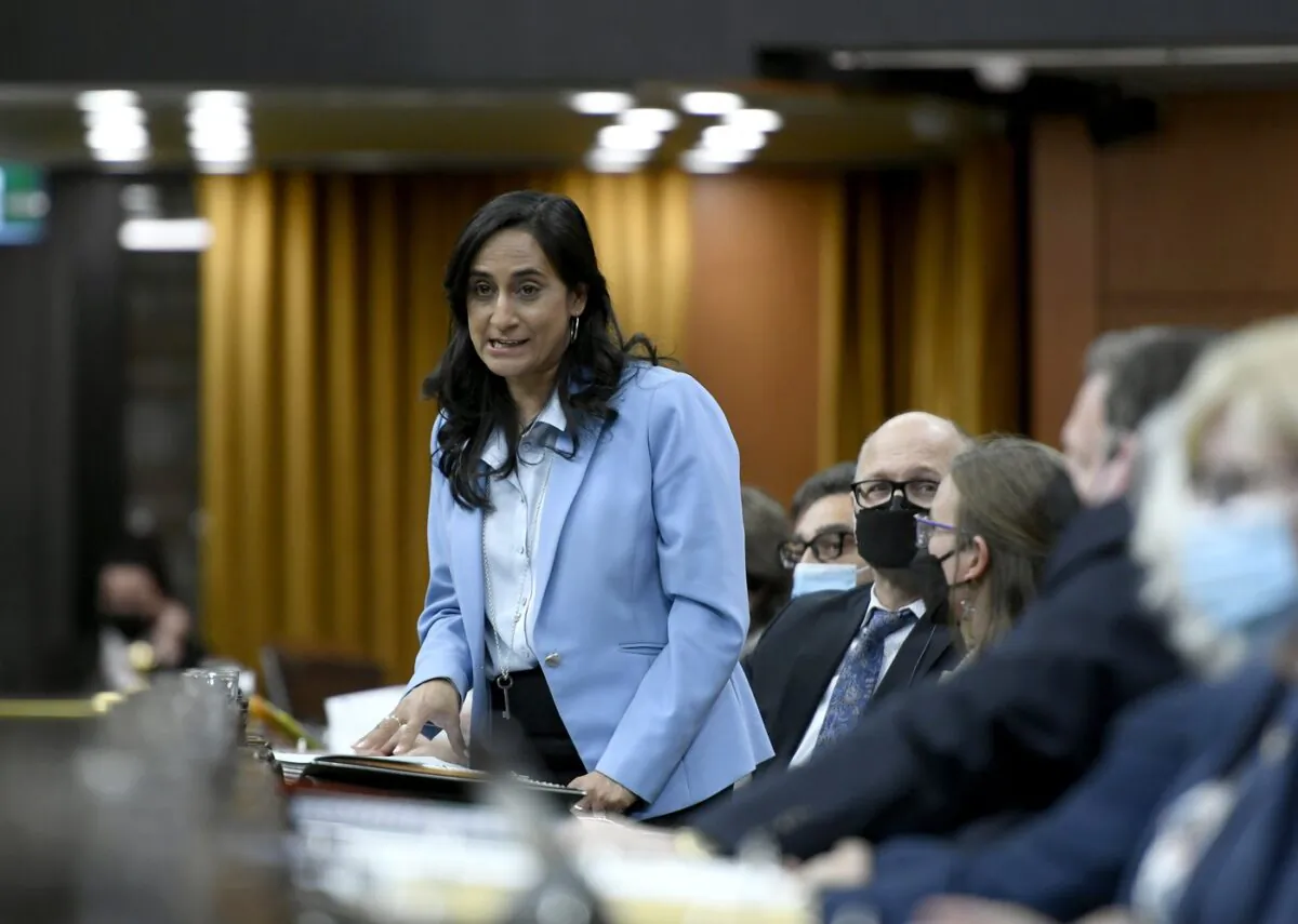 Minister of National Defence Anita Anand rises during Question Period in the House of Commons on Parliament Hill in Ottawa on May 9, 2022. (The Canadian Press/Justin Tang)