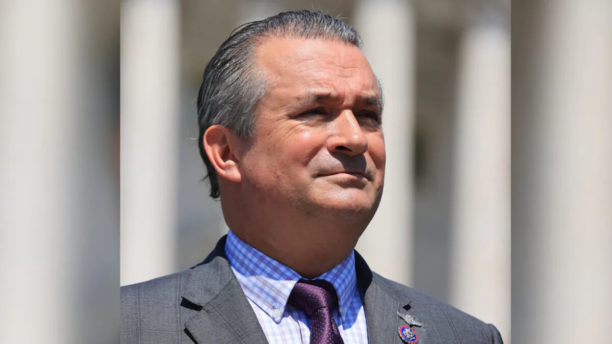 House Republican Israel Caucus member Rep. Don Bacon (R-Neb.) joins a news conference about the military conflict between Israel and Palestinians in Gaza outside the U.S. Capitol in Washington on May 19, 2021. (Chip Somodevilla/Getty Images)