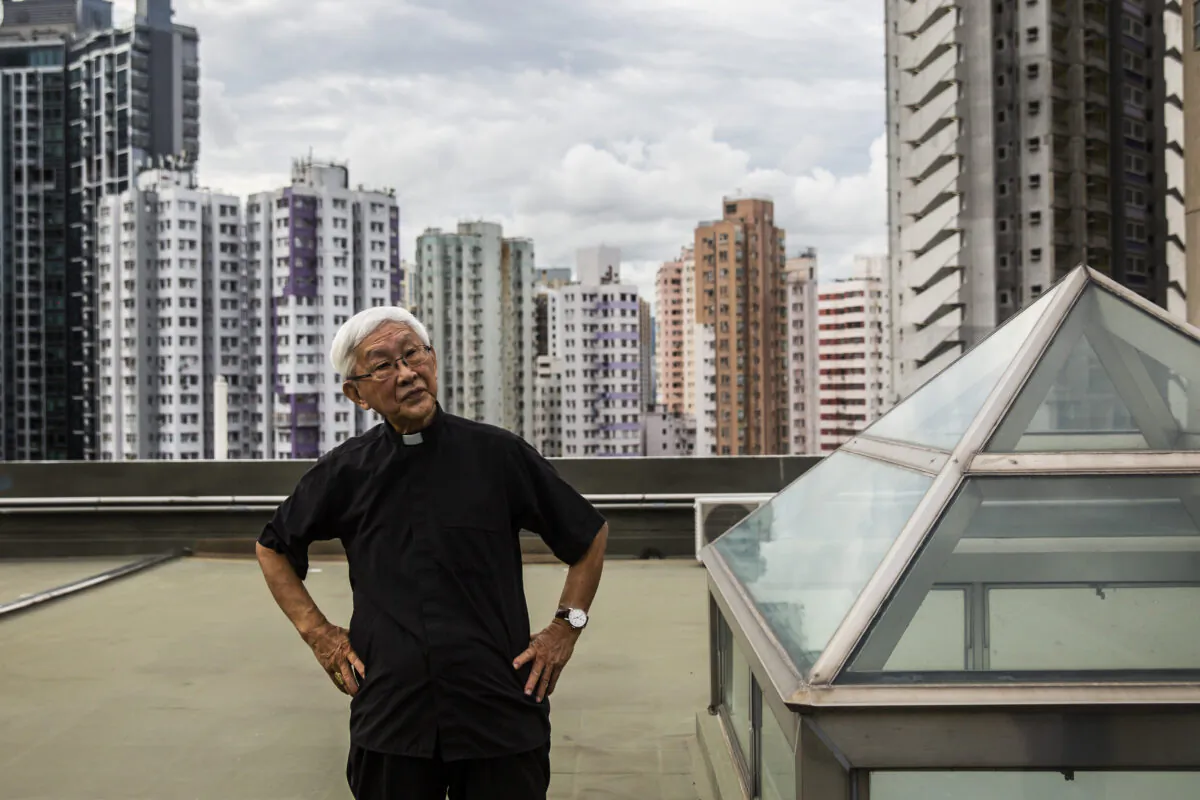 Cardinal Joseph Zen, former bishop of Hong Kong, poses for a photo on the rooftop of his residence during an interview with AFP in Hong Kong on Sept. 11, 2020. (Isaac Lawrence/AFP via Getty Images)