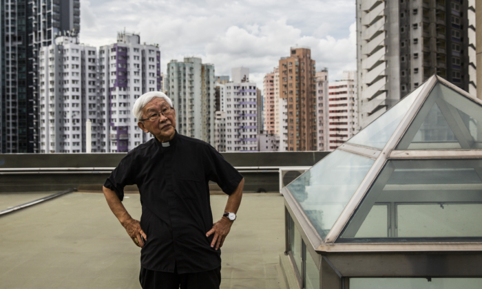 Cardinal Joseph Zen, former bishop of Hong Kong, poses for a photo on the rooftop of his residence during an interview with AFP in Hong Kong on Sept. 11, 2020. (Isaac Lawrence/AFP via Getty Images)