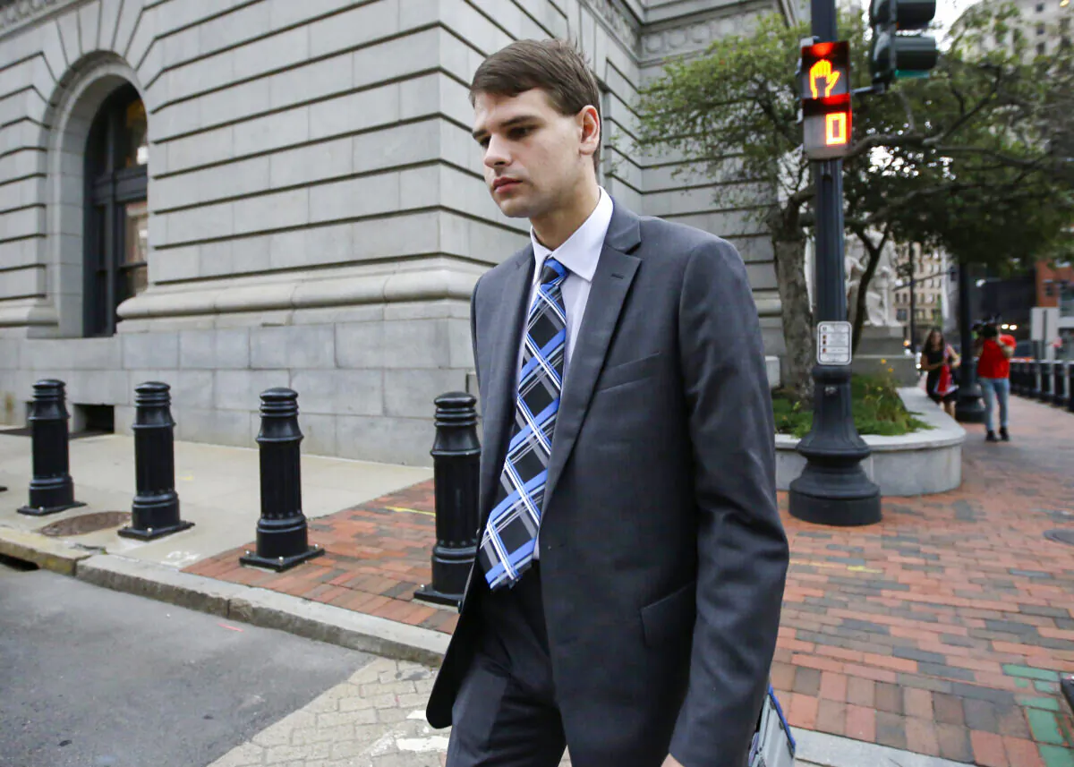 Nathan Carman departs federal court in Providence, R.I, on Aug. 21, 2019. (Steven Senne/AP Photo)