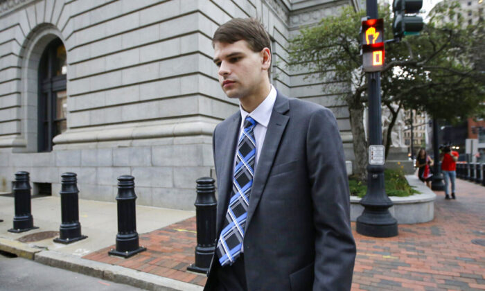 Nathan Carman departs federal court in Providence, R.I, on Aug. 21, 2019. (Steven Senne/AP Photo)