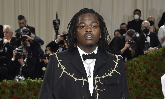 Gunna attends The Metropolitan Museum of Art's Costume Institute benefit gala celebrating the opening of the "In America: An Anthology of Fashion" exhibition in New York on May 2, 2022. (Evan Agostini/Invision/AP)