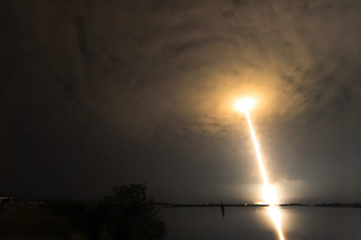 CAPE CANAVERAL, FL - MAY 6:  (EDITORS NOTE: A long exposure was used to create this image) A SpaceX Falcon 9 rocket lifts off from launch complex 39A on May 6, 2022 in Cape Canaveral, Florida. The SpaceX Falcon 9 rocket was carrying another batch of Starlink internet satellites to be deployed to a growing low obit constellation providing Internet access coverage to 32 countries.  (Photo by Red Huber/Getty Images)
