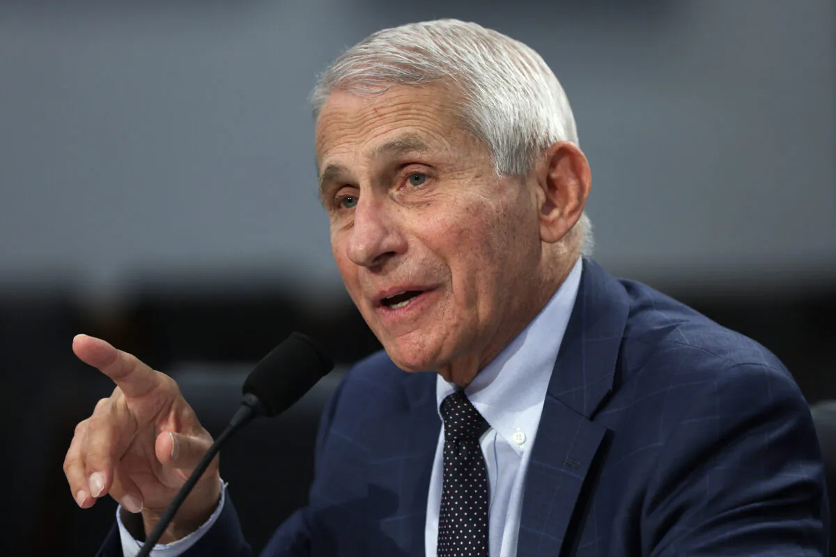 Dr. Anthony Fauci, director of the National Institute of Allergy and Infectious Diseases, speaks in Washington on May 11, 2022. (Alex Wong/Getty Images)