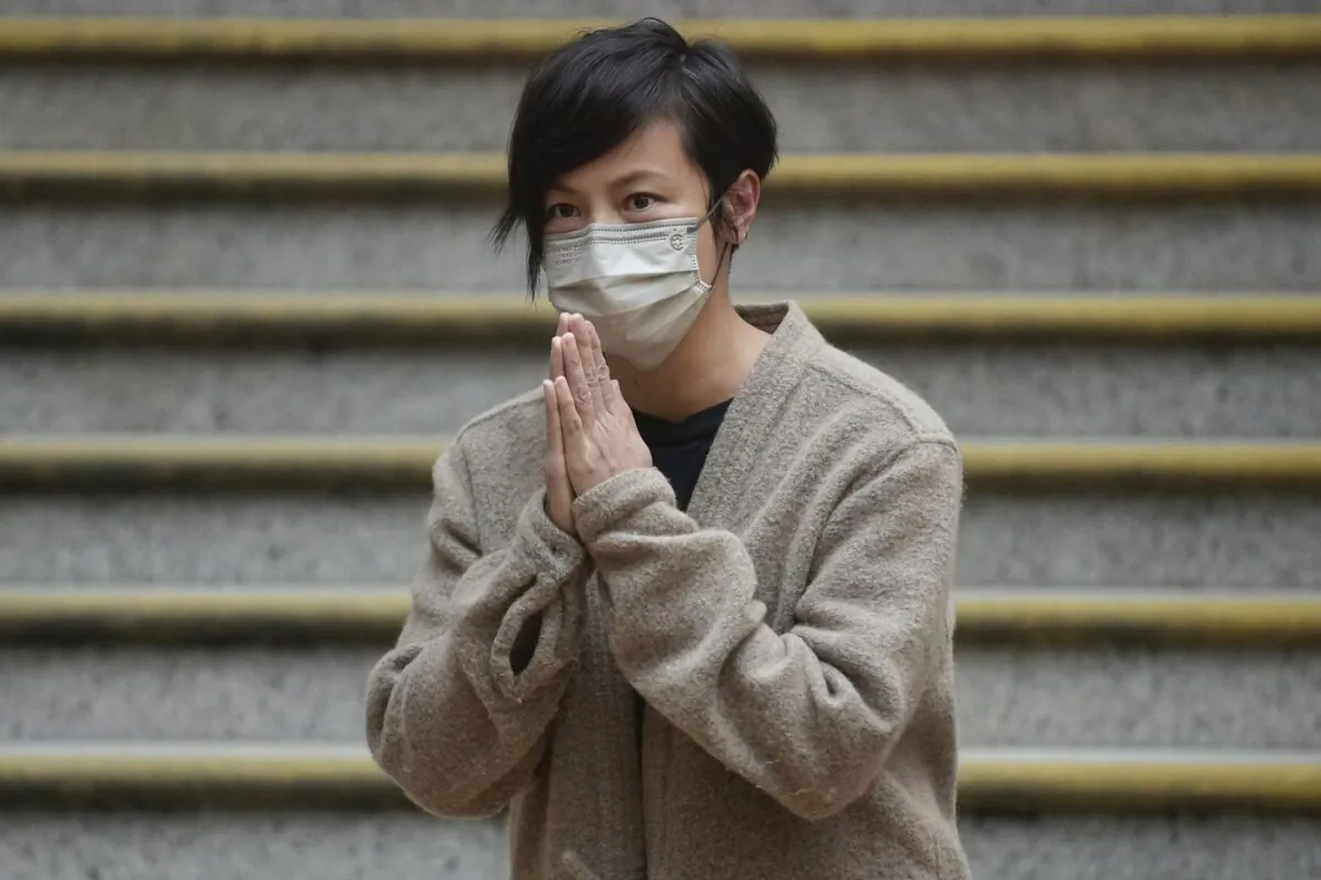 Hong Kong activist and music star Denise Ho is released from Western Police Station, Dec. 30. 2021. (The Canadian Press/AP-Vincent Yu)