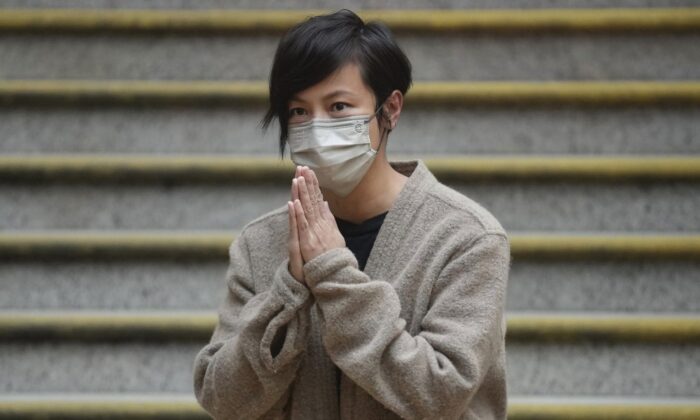 Hong Kong activist and music star Denise Ho is released from Western Police Station, Dec. 30. 2021. (The Canadian Press/AP-Vincent Yu)