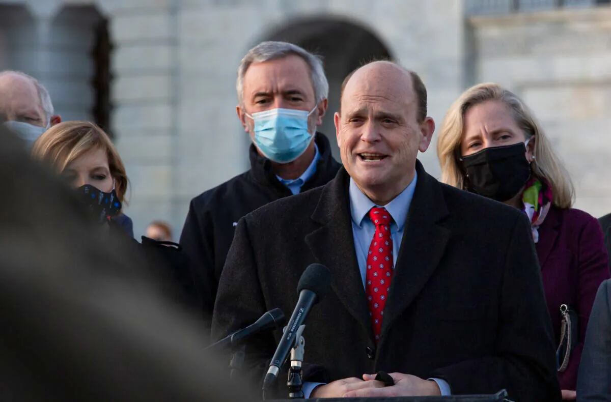 Rep. Tom Reed (R-N.Y.) speaks during a press conference outside the U.S. Capitol in Washington on Dec. 21, 2020. (Cheriss May/Getty Images)