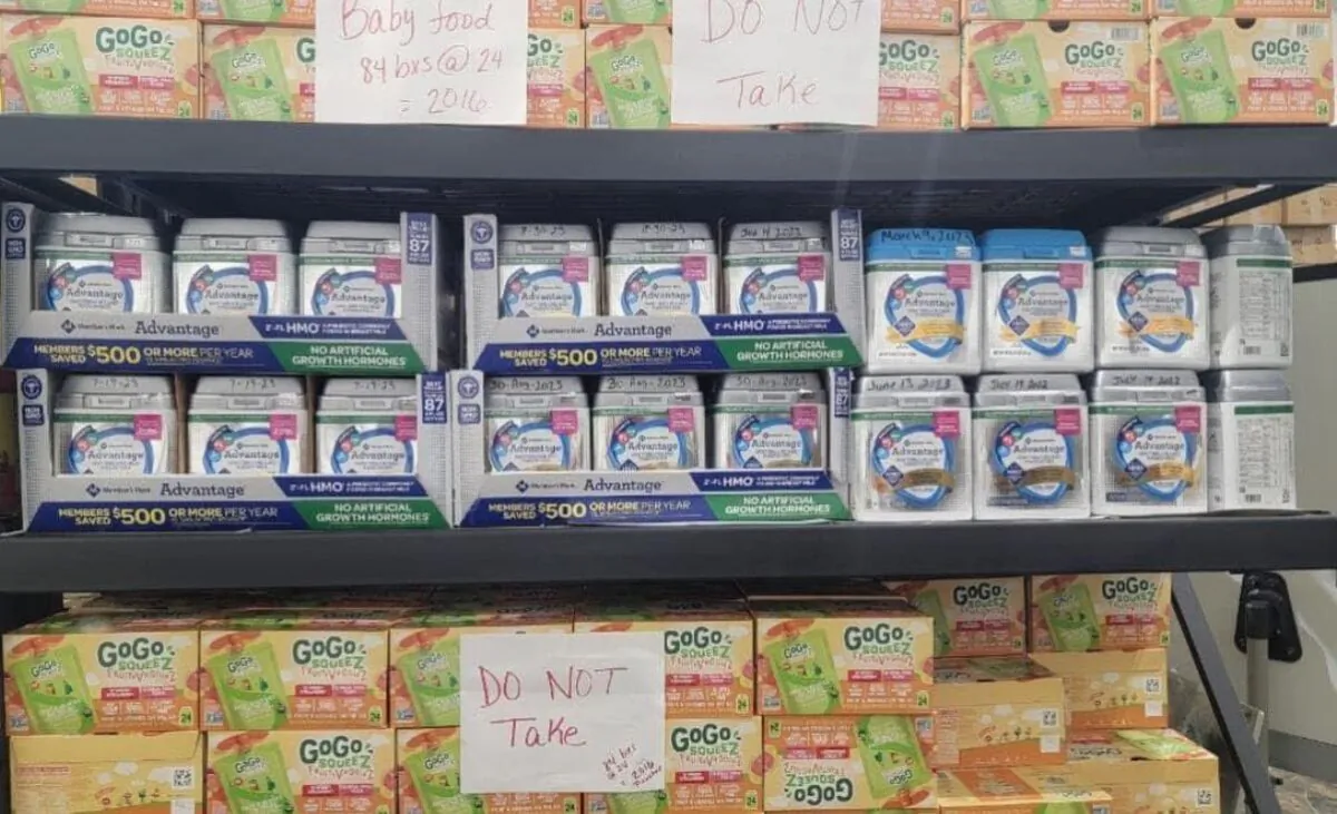 A photo purports to show baby formula products at a Texas illegal immigrant processing facility in Hidalgo, Texas, on May 11, 2022. (Rep. Kat Cammack's office)