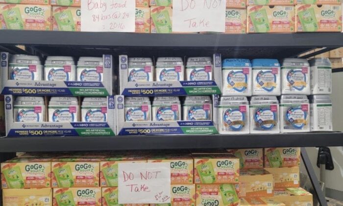 A photo purports to show baby formula products at a Texas illegal immigrant processing facility in Hidalgo, Texas, on May 11, 2022. (Rep. Kat Cammack's office)