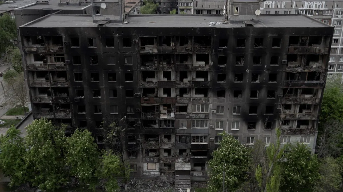 A view shows the city of Mariupol amid the ongoing Russian military action in Ukraine on May 10, 2022. (Stringer/AFP via Getty Images)