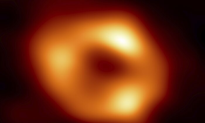 A black hole at the center of our Milky Way galaxy in an image released on May 12, 2022. (Event Horizon Telescope Collaboration via AP)