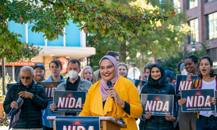North Carolina Fourth Congressional District candidate Nida Allam speaks before supporters. (Courtesy of Nida Allam Campaign)