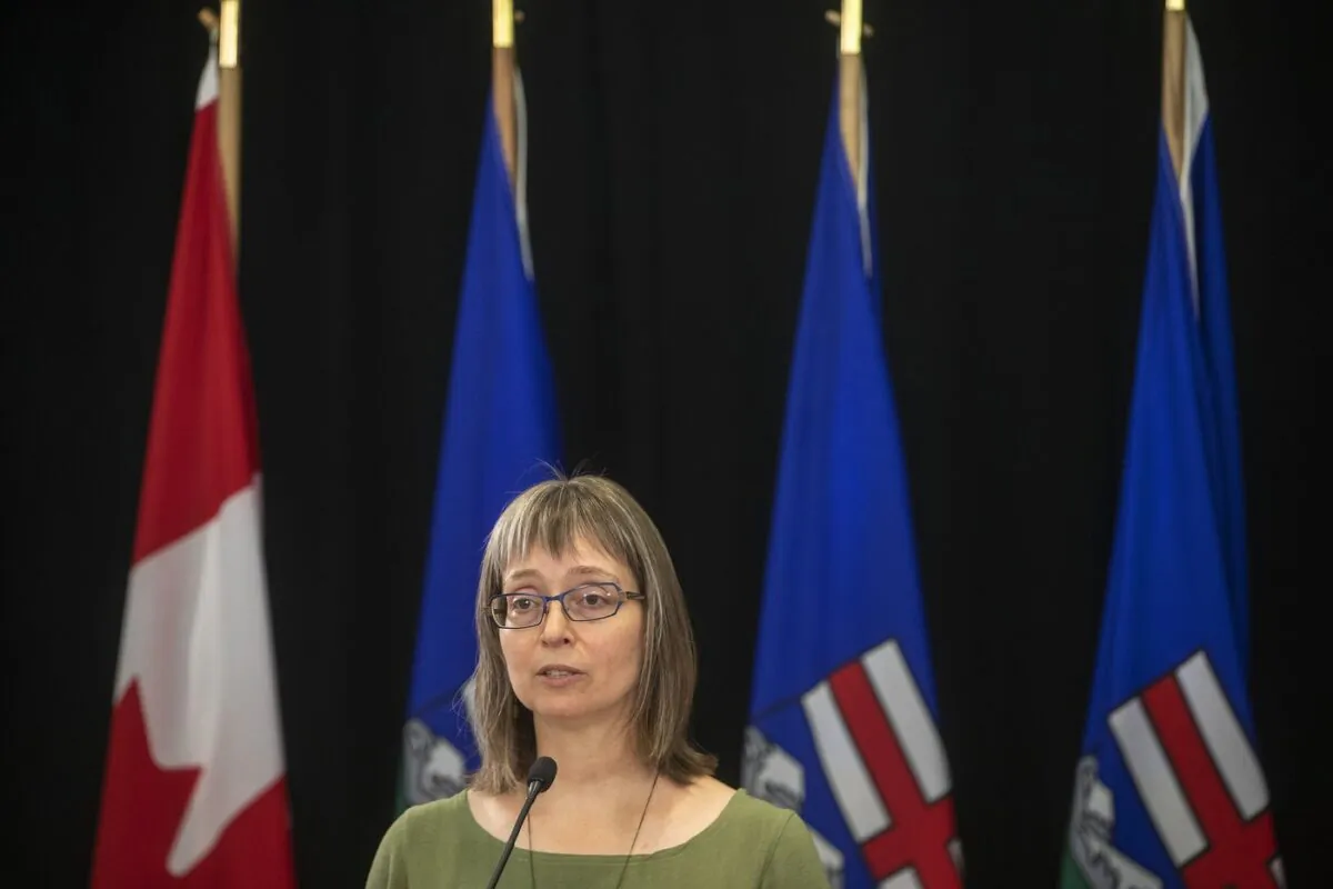 Alberta chief medical officer of health, Dr. Deena Hinshaw, provides a COVID-19 update in Edmonton on Sept. 3, 2021. Hinshaw has been replaced by Dr. Mark Joffe. (The Canadian Press/Jason Franson)