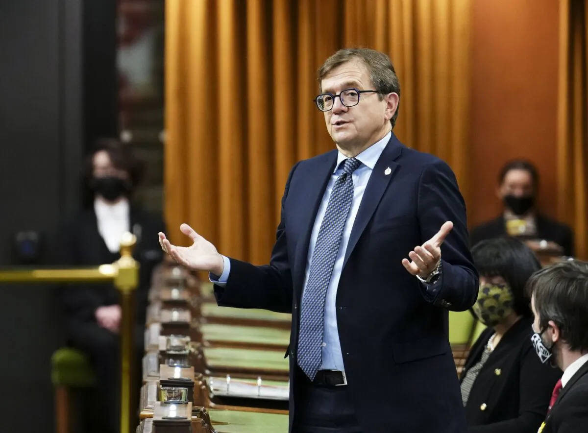 Minister of Natural Resources Jonathan Wilkinson rises during question period in the House of Commons on Parliament Hill in Ottawa on April 8, 2022. (The Canadian Press/Sean Kilpatrick)